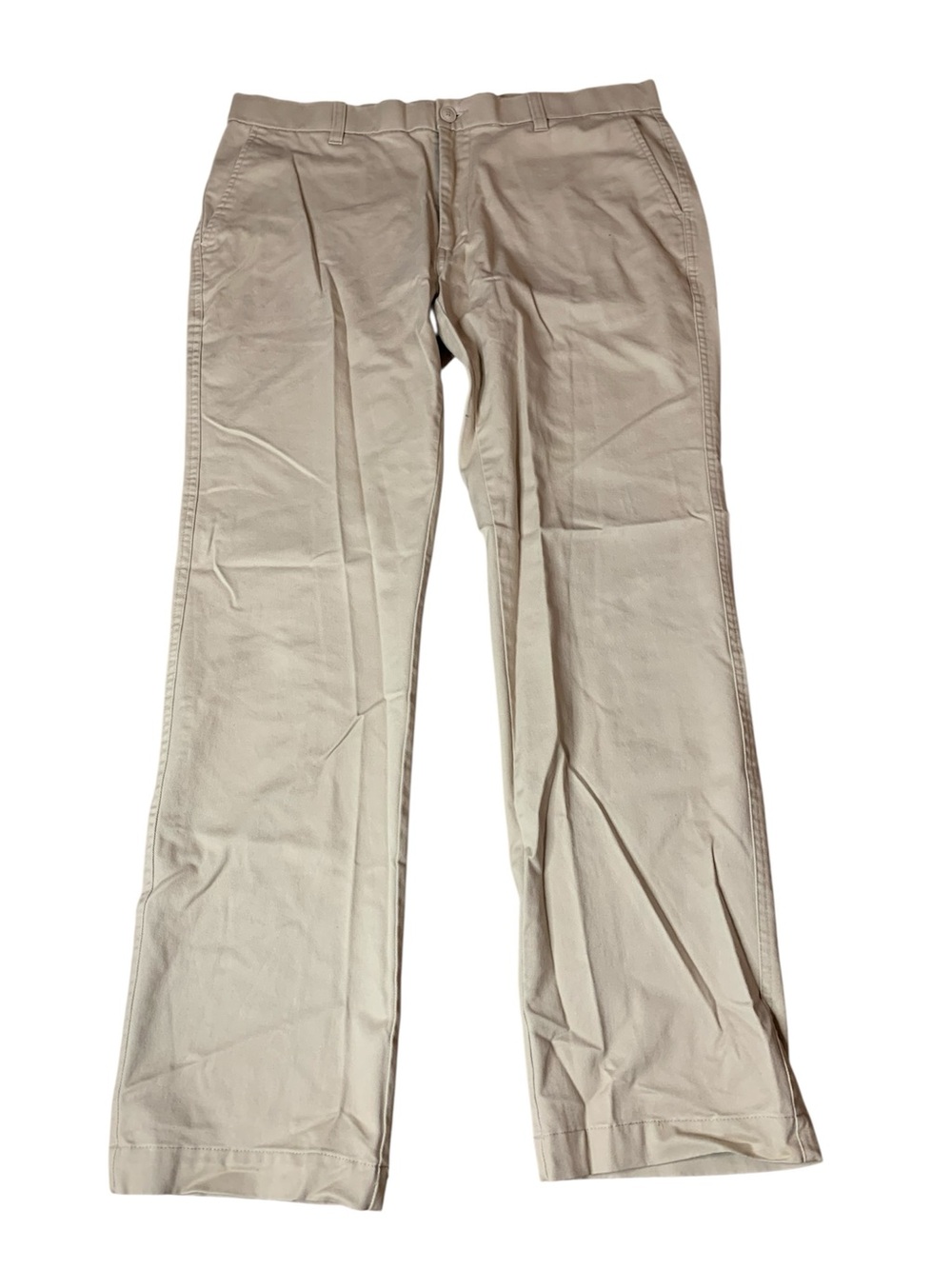 Denver Hayes Men’s Khaki Chino Pants Size 36x32 Flat Front Cotton Stretch